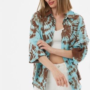 Tie dye print button down shirt